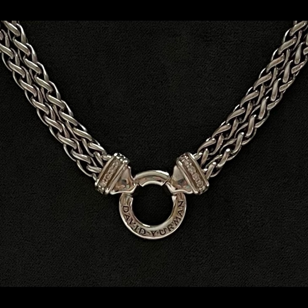 DAVID YURMAN Double Wheat Chain Necklace with Pavé Diamonds